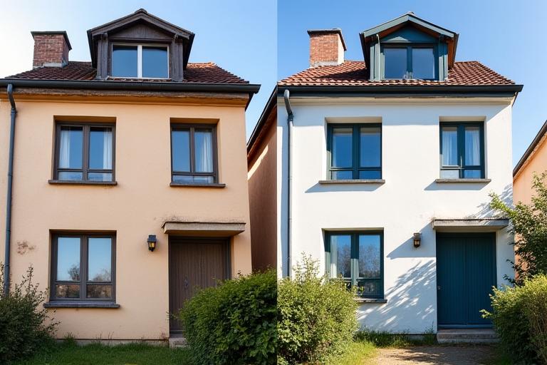 Comparaison avant/après façade maison Lyon